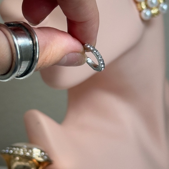 Silver Crystal Studded Earrings - Picture 5 of 5